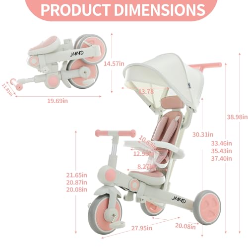 JMMD 7-in-1 Baby Tricycle for Boys & Girls