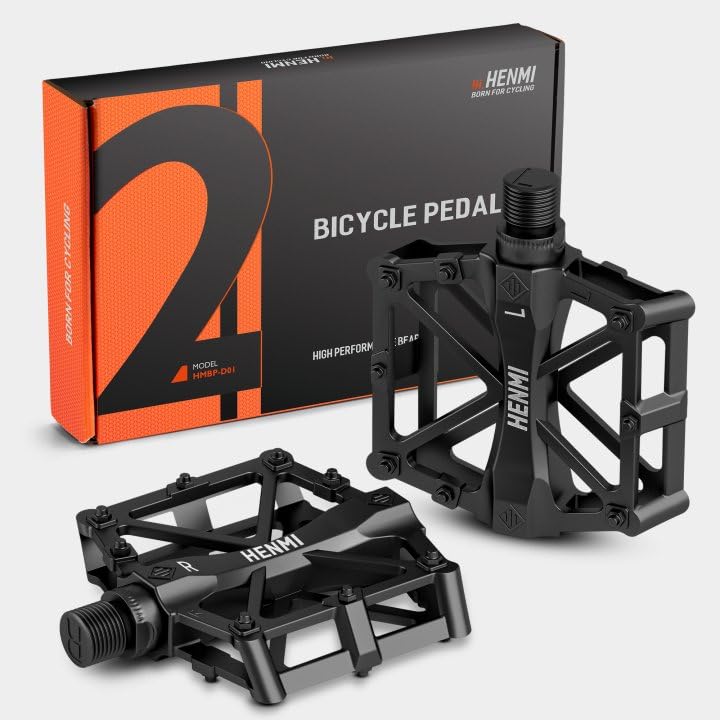 HENMI 9/16" MTB Bicycle Pedals, Lightweight Aluminum Alloy
