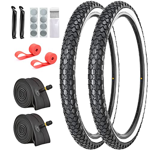 2 Pack Cruiser Bike Tires and Tubes Kit