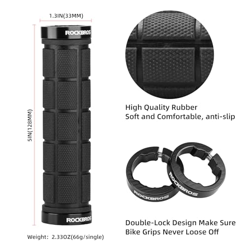 ROCKBROS 4Pcs(2 Pairs) Double Lock On Bike Grips