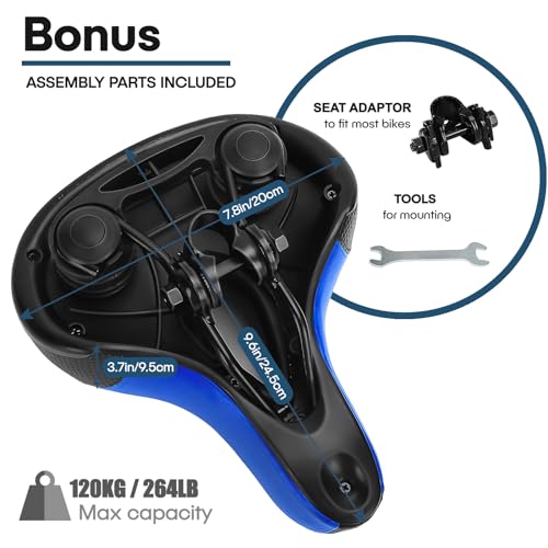 TONBUX Memory Foam Shock Absorbing Bike Seat (Blue)