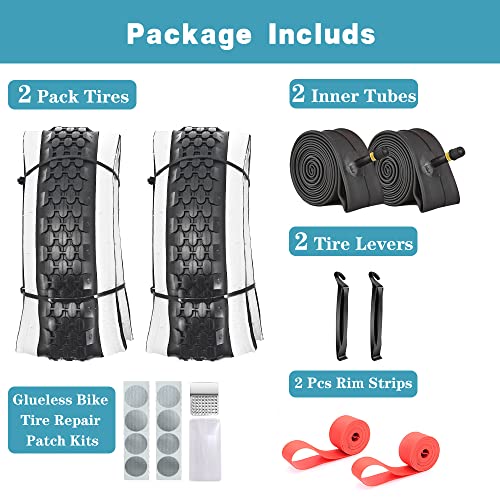 2 Pack Cruiser Bike Tires and Tubes Kit