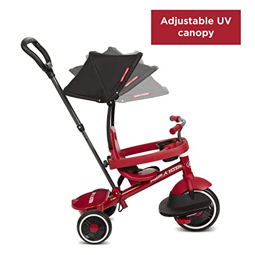 Radio Flyer Pedal & Push 4-in-1 Stroll 'N Trike®, Red Tricycle for Toddlers
