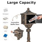 TANGZON Heavy Duty Lockable Outdoor Mailbox - Bronze