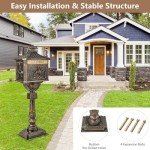 TANGZON Heavy Duty Lockable Outdoor Mailbox - Bronze