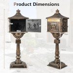 TANGZON Heavy Duty Lockable Outdoor Mailbox - Bronze