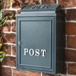 Grey Oxford Wall-Mounted Post Box with Silver Design