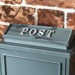 Grey Oxford Wall-Mounted Post Box with Silver Design
