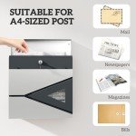 Modern Galvanised Steel Wall-Mounted Post Box