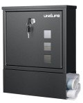 Large Modern Wall Mount Mailbox with Lock - Black