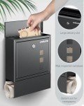 Large Modern Wall Mount Mailbox with Lock - Black