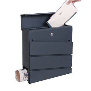 Sleek Wall-Mounted Lockable Letter Box in Grey