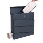 Sleek Wall-Mounted Lockable Letter Box in Grey