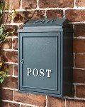 Grey Oxford Wall-Mounted Post Box with Silver Design