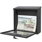 Black Wall-Mounted Metal Mailbox with Key Lock