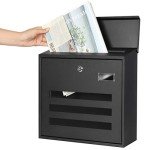 Black Wall-Mounted Metal Mailbox with Key Lock