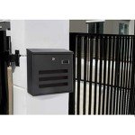 Black Wall-Mounted Metal Mailbox with Key Lock