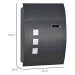 Modern Wall Mounted Weatherproof Mailbox in Grey