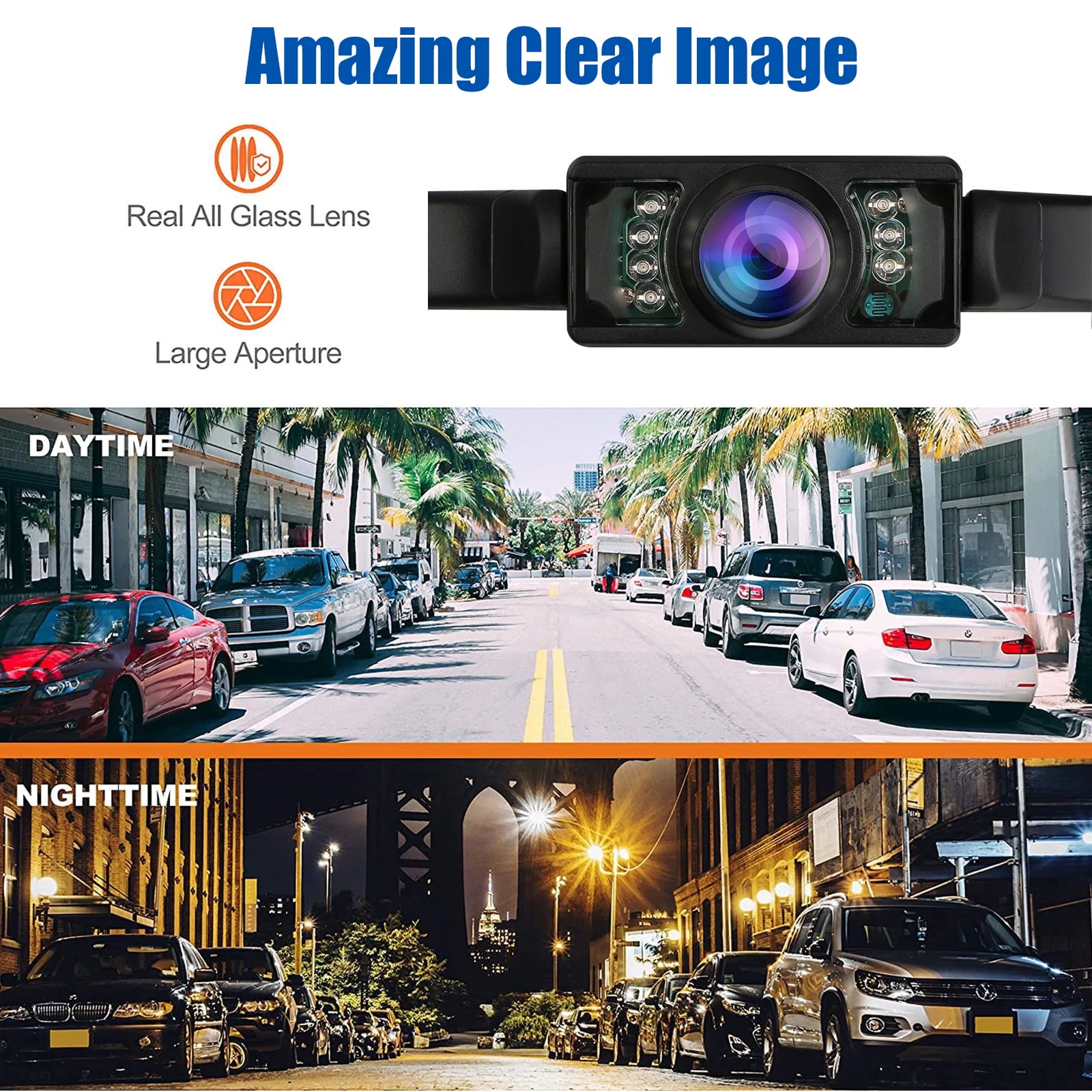HD Rear View Camera with Night Vision & 170° Angle