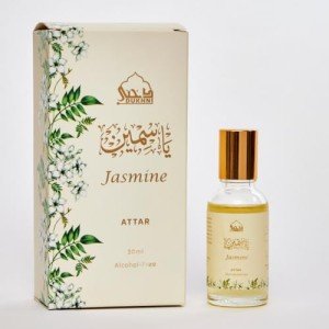 Jasmine Attar Oil by Dukhni | Original Arabic perfume oils for men and women | 30ml Pure ittar roll on perfume, mogra, chameli, floral perfume oil | Eid, Ramadan, Umrah Gifts, Vegan Islamic Fragrances