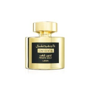 Lattafa Confidential Private Gold for Unisex Eau de Parfum Spray, 3.4 Ounce