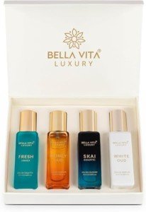 Bella-Vita- Perfume Set for Women and Men (4x0.68 fl. oz.) | Unisex | Includes: Skai, Fresh, White Oud, Honey Oud | Ideal for gifting, or mix-and-match