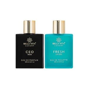 Bella Vita Luxury CEO Men EDP & Fresh Unisex EDT Perfumes Combo, Pack of 2 Premium Long Lasting Fragrance Scents for Men & Women, 100 Ml Each