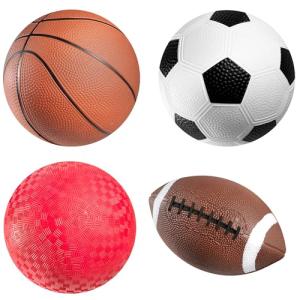 Sports Balls for Kids & Toddlers - (Pack of 4) 5-inch Sports Set Includes Football, Small Size Soccer, Basketball, and Playground Balls, Fun Indoors & Outdoor Toys (Hand Pump Included)
