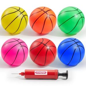 SYNCFUN 6 PCS Mini Basketballs, 5 inches Colorful Small Ball for Basketball Hoop, Inflatable Rubber Ball, Sports Toys Gift for Toddlers and Teenagers (6 Colors)