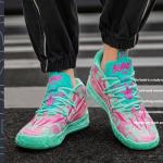 Wqsugnt Mens Multicolor High Top Basketball Shoes Non-Slip Breathable Running Shoes Fahsion Lightweight Outdoor Gym Sneakers (Pink -Green,7)