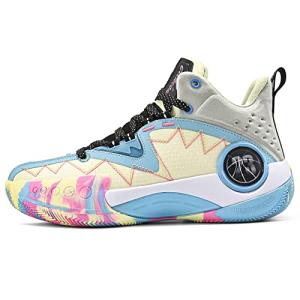 ASHION Men's Breathable Basketball Sneakers - Blue/Yellow