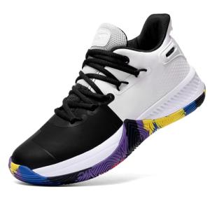 ASHION Men's High-Top Basketball Sneakers - Black & White