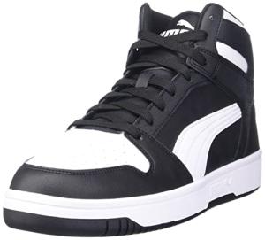 PUMA Men's Black-White Rebound Layup Mid Sneakers