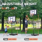 Adjustable Portable Basketball Hoop with 44 Inch Backboard
