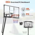 48" Adjustable Portable Basketball Hoop with Wheels