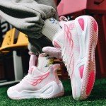 Bacury Breathable Unisex Basketball Sneakers - Pink 6.5
