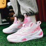 Bacury Breathable Unisex Basketball Sneakers - Pink 6.5
