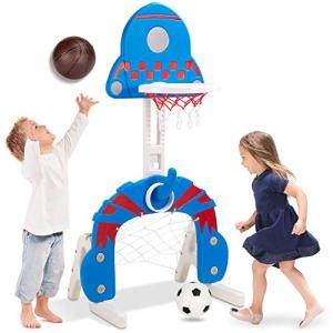 3-in-1 Adjustable Toddler Basketball Hoop Activity Center