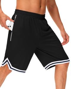Men's 11" Long Basketball Shorts with Zip Pockets