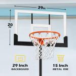 WIN.MAX Adjustable Kids Basketball Hoop 29" Backboard