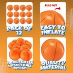 12-Pack Inflatable Basketball Beach Balls for Kids