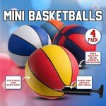Mini Rubber Basketballs 7 Inch - Assorted Colors (4 Pack)