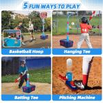 4-in-1 Adjustable Basketball Hoop and T-Ball Set