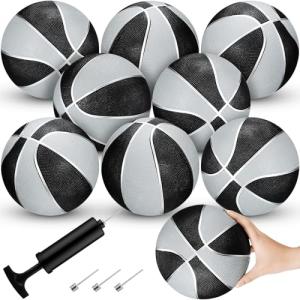 Mini Rubber Basketballs Set with Pump and Hoop