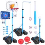 4-in-1 Kids Basketball Hoop with Dartboard and T-Ball