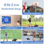 4-in-1 Kids Basketball Hoop with Dartboard and T-Ball