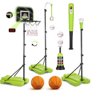 Adjustable 4-in-1 Kids Basketball and Tball Set
