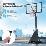 Adjustable 10ft Portable Basketball Hoop with Wheels