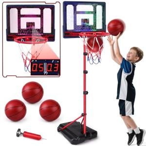 Adjustable LED Basketball Hoop for Kids Ages 3-12