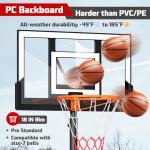 Yohood 10FT Portable Basketball Hoop with 40" Backboard